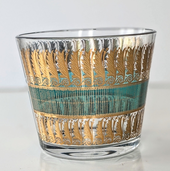 Vintage MCM Ice Bucket – Peacock Feathers, Turquoise & Gold Detailing - Picture 1 of 3